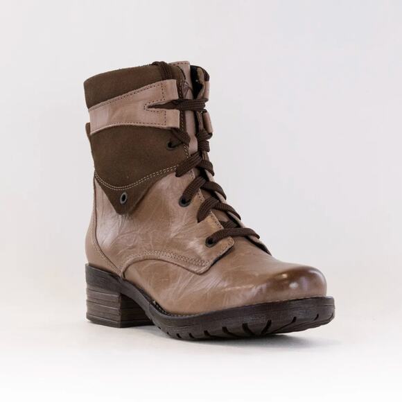 Dromedaris Kara Taupe Brown Leather Combat Boots EU 39, 8.5, 9 | Lined Portugal - Picture 3 of 12